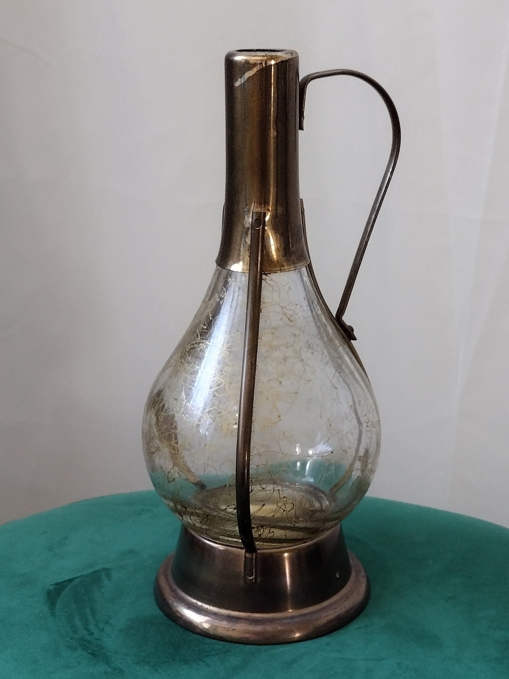 AS-IS Vintage Glass and Metal Decorative Pitcher Bronze Finish